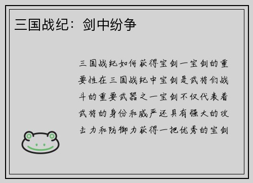 三国战纪：剑中纷争